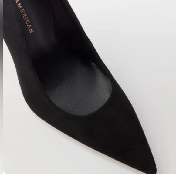 GOOD AMERICAN icon Pointed Toe Black Heels Suede High Heel Shoe 7.5 NEW $170 - Picture 4 of 5